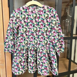 Mayoral floral cotton Dress toddler girl babydoll long sleeve crewneck ruffles